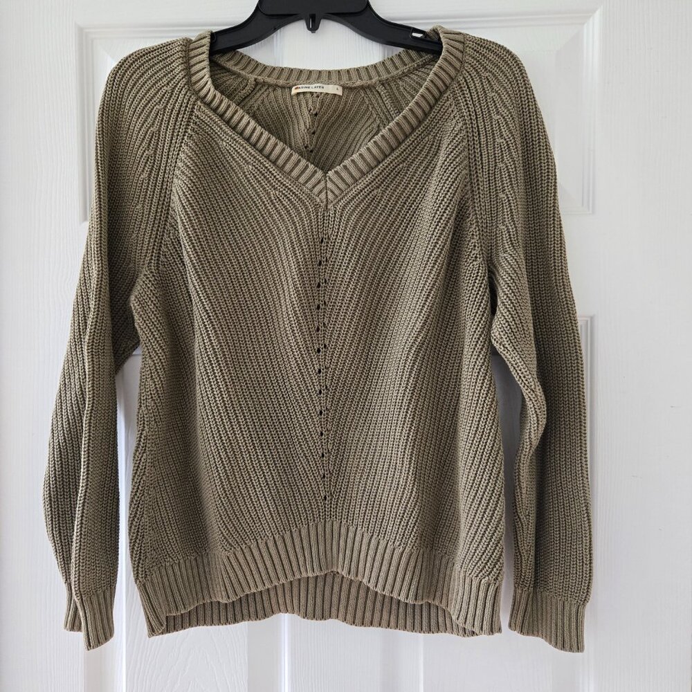 V-Neck Cotton Knit Sweater